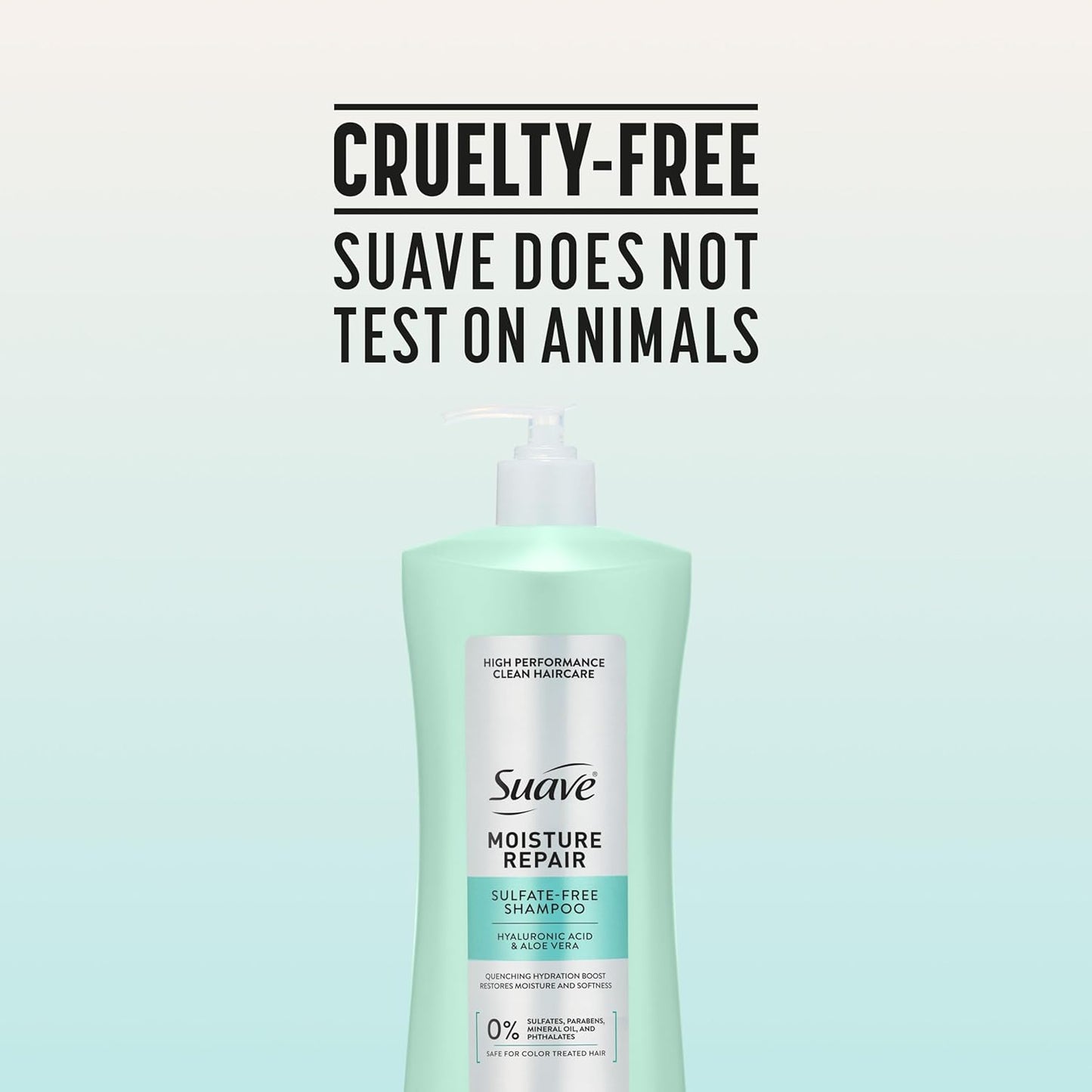 Suave Moisture Repair Sulfate-Free Shampoo with Hyaluronic Acid & Aloe Vera, Hydrates & Restores Dry, Damaged Hair, 4 Count, 28 FL OZ