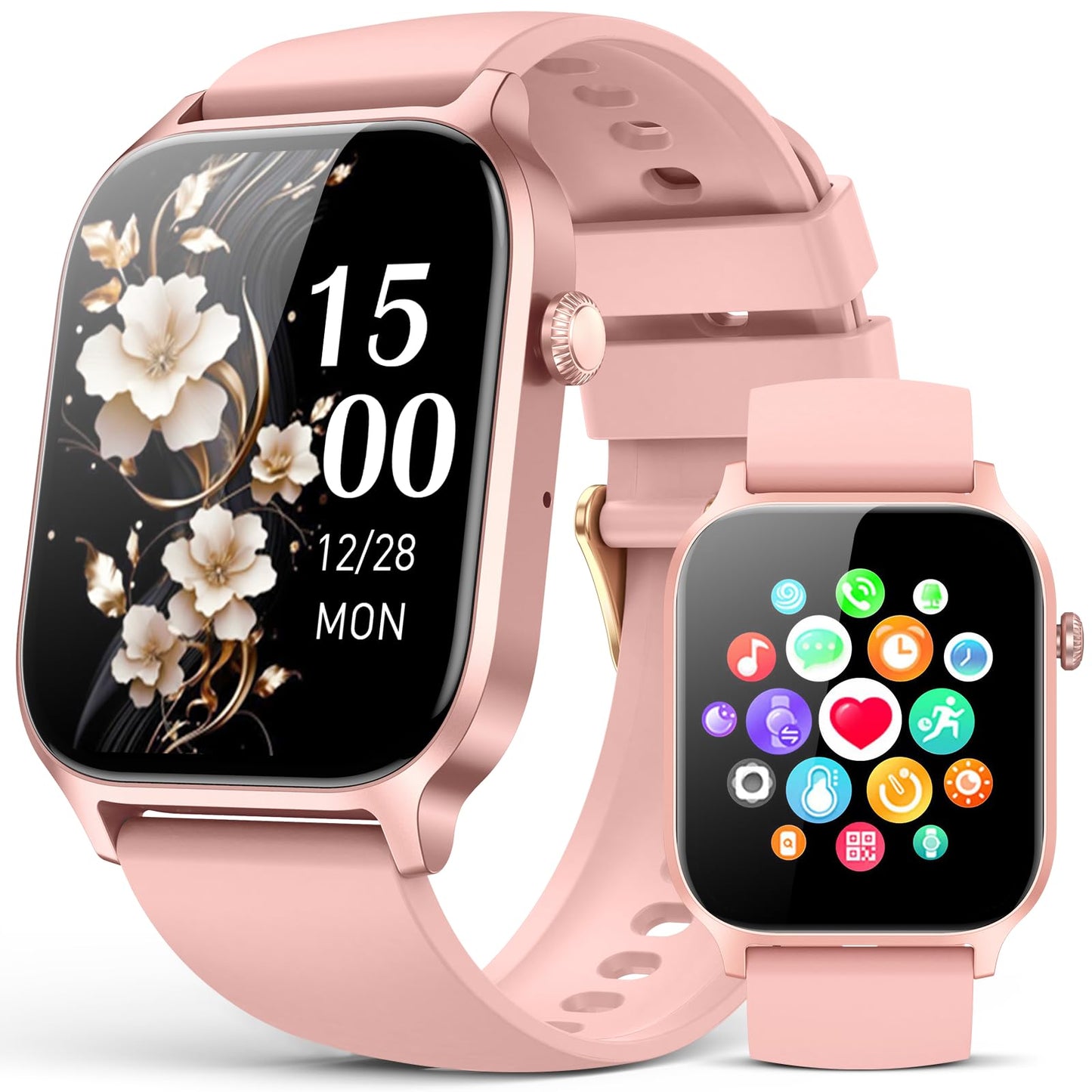 Smart Watches for Women Men, Fitness Tracker Watch with 110 Sports Modes, Step Counter/Sleep Monitor/Pedometer, IP68 Waterproof, Bluetooth Call & Music Control Smartwatch for iPhone/Android,Gold