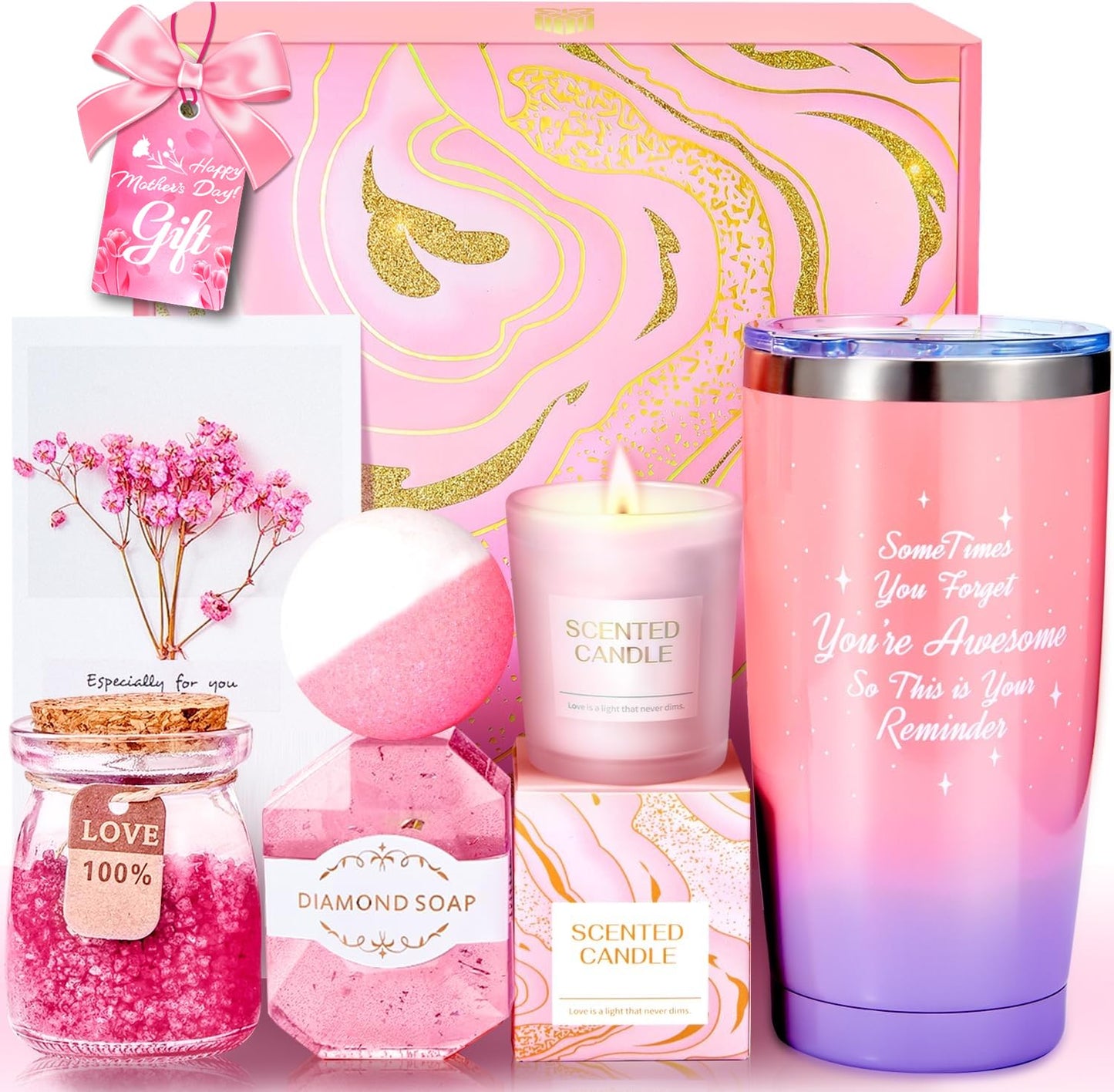 BodyRefresh Mothers Day Gifts for Mom, Birthday Gifts for Women Gift Baskets Self Care Package Gift Set Get Well Soon Gift for Her Happy Birthday Gift Ideas Spa Set for Adult Grandma Wife