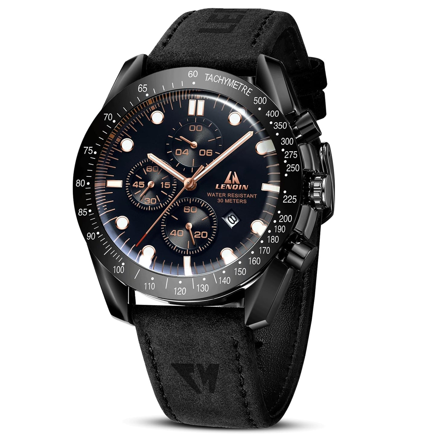 LN LENQIN Relojes para hombre, reloj de cuero, analógico, de cuarzo, para hombre, luminoso, de lujo, moderno, elegante, para negocios o vestir casual, relojes de pulsera de 30M resistentes al agua con