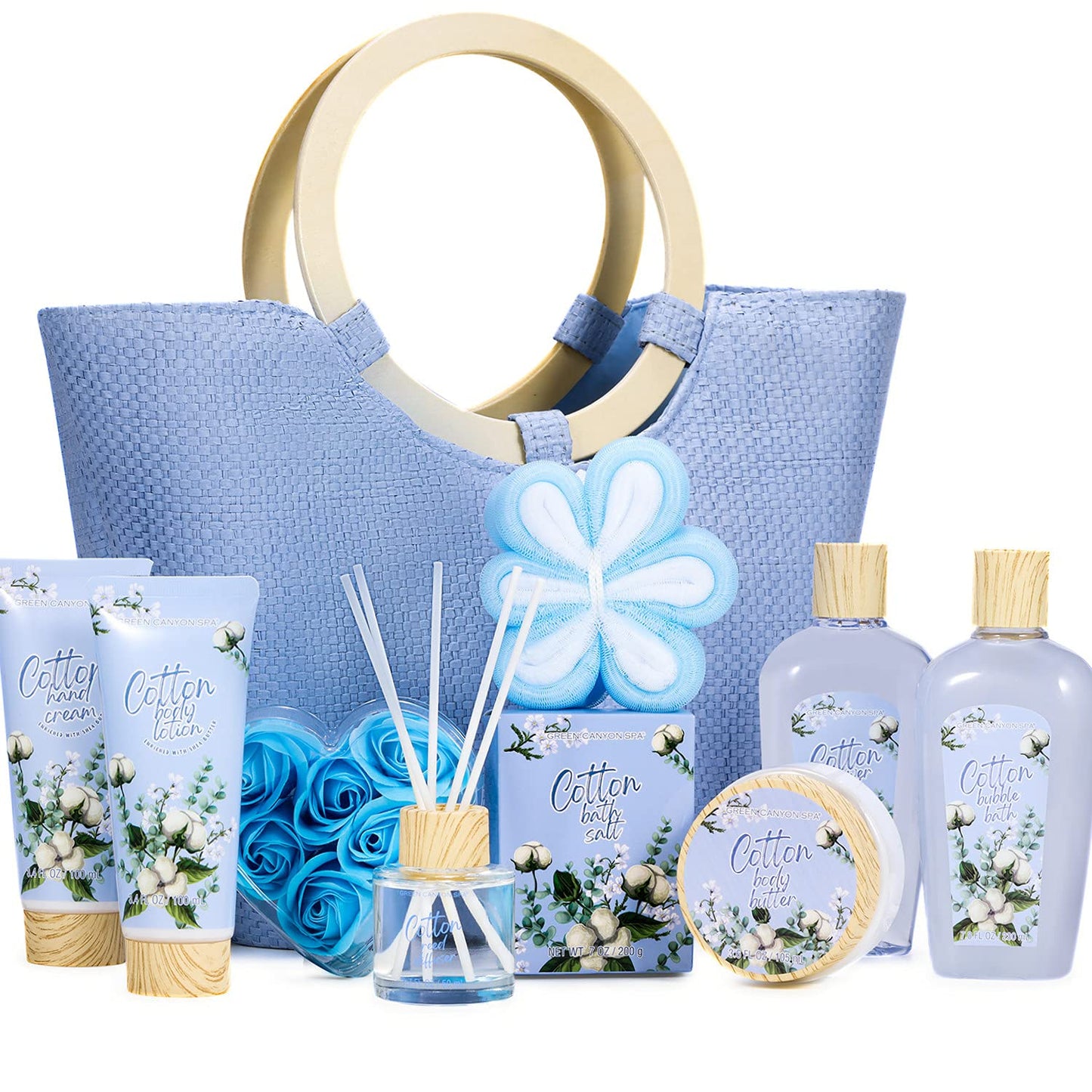 Green Canyon Spa Birthday Gifts for Women 11 Pcs Cherry Blossom Spa Gift Baskets Gift for Mom Her Friend Sister Wife Mothers Day Gifts for Her Bath and Body Gift Sets Presents for Her