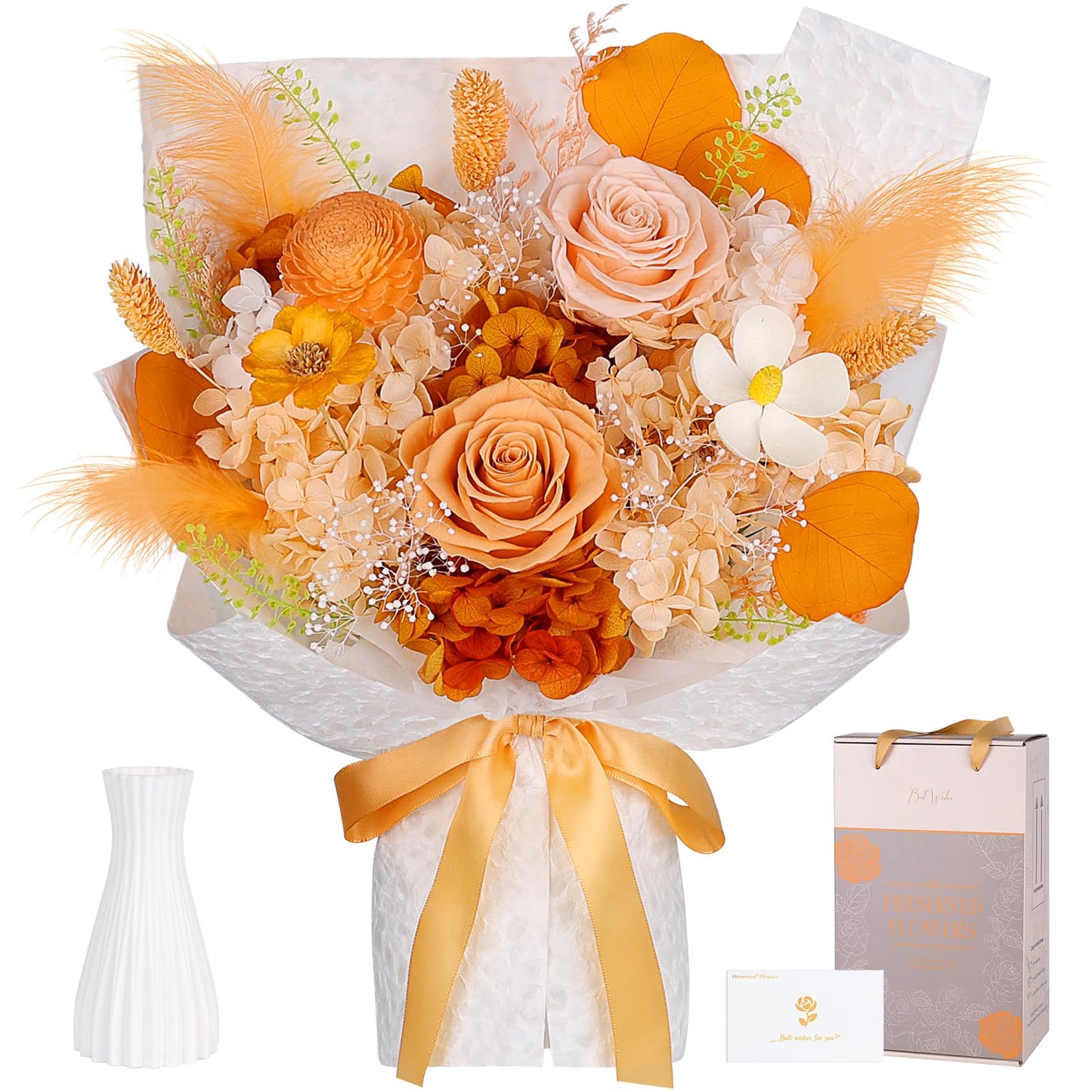 Preserved Flowers Bouquet - Forever Flowers for Delivery, Real Eternal Roses Bouquet, Mothers Day Gifts for Mom Grandma Wife, Anniversary Birthday Gifts for Women, Blue