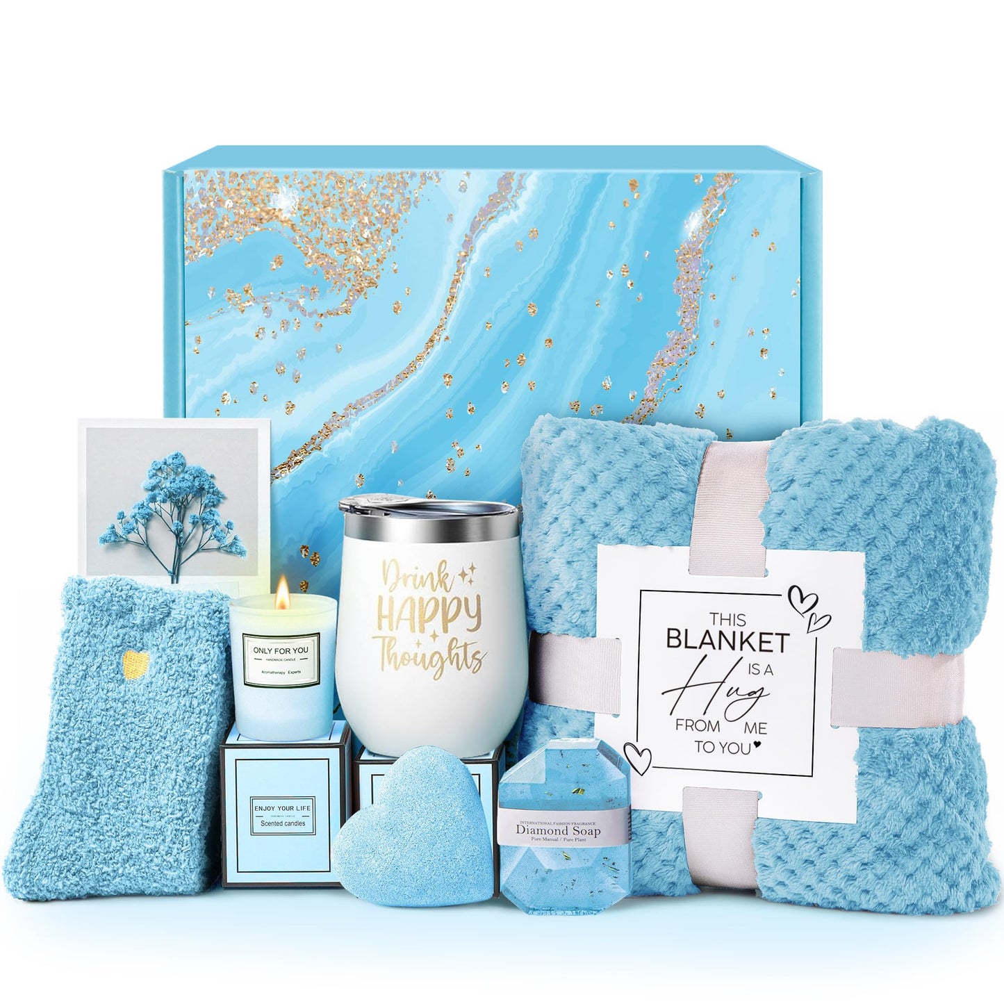 Mothers Day Birthday Gifts for Women Mom Wife Grandma Daughter Friends Sister, Unique Gifts for Women Her Girlfriend Teacher Coworker, Self Care Get Well Soon Gift, Luxury Rose Spa Bath Gift Basket