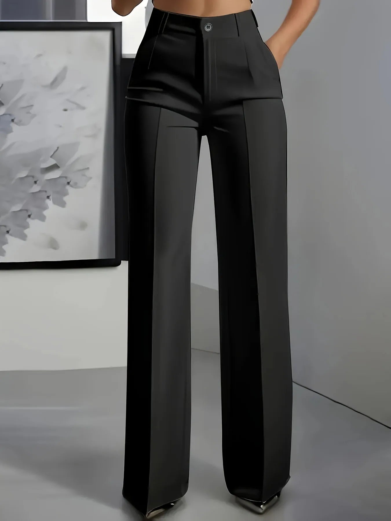 European and American cross-border new women's high-waisted, draped, straight-cut, simple suit pants for women
