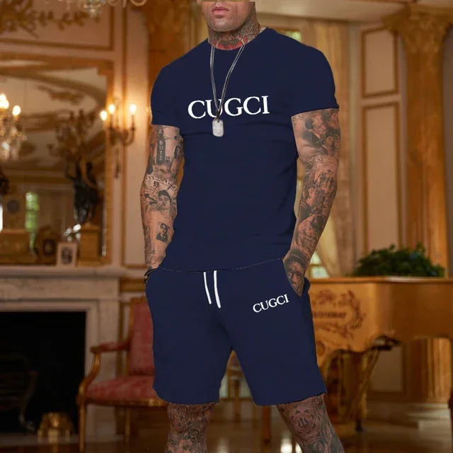 2025 Summer T-shirt, Shorts Men's Casual Sports Set, Fashionable Short-sleeved Casual Shopping Trend Clothing Essential for Travel