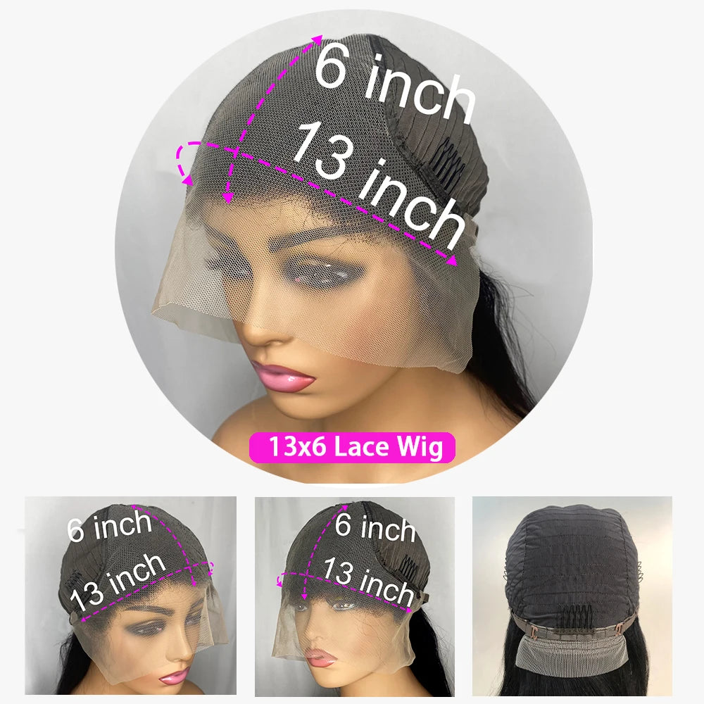 Body Wave 13x6 HD Transparent Lace Front Human Hair Wig 200 Density 13x4 Lace Frontal Wigs 30 40 Inch PrePlucked Lace