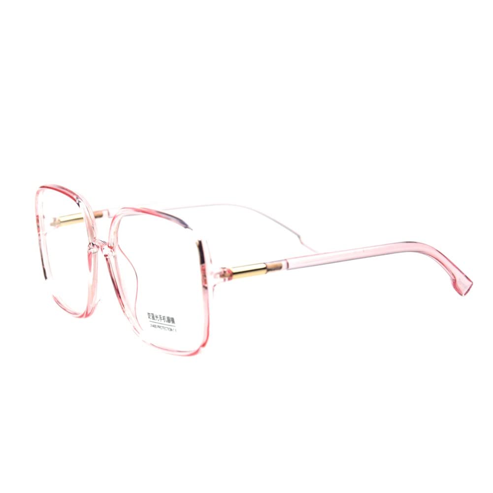 Shiratori Woman's New Retro Blue Light Blocking Glasses Big frame Nerd Eyeglasses Frame Anti Blue Ray Computer Game Glasses Brown