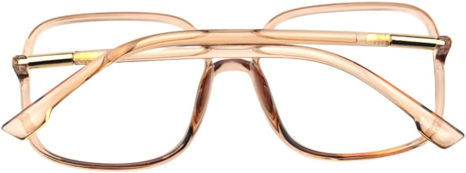 Shiratori Woman's New Retro Blue Light Blocking Glasses Big frame Nerd Eyeglasses Frame Anti Blue Ray Computer Game Glasses Brown