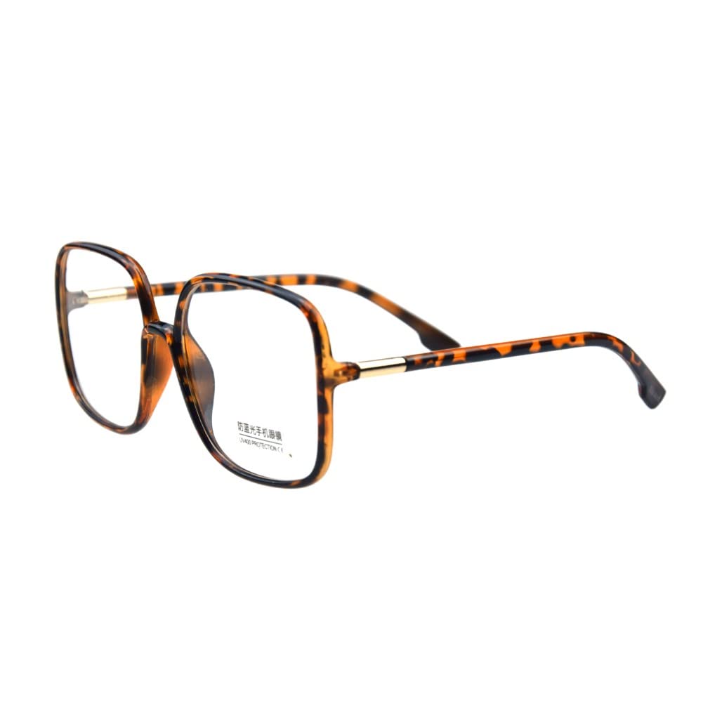 Shiratori Woman's New Retro Blue Light Blocking Glasses Big frame Nerd Eyeglasses Frame Anti Blue Ray Computer Game Glasses Brown