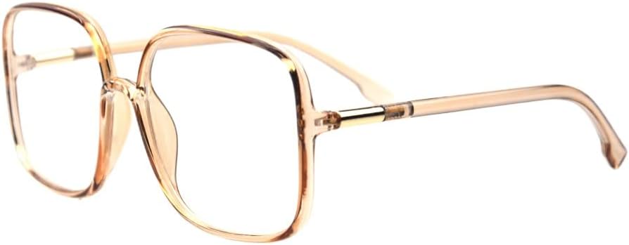 Shiratori Woman's New Retro Blue Light Blocking Glasses Big frame Nerd Eyeglasses Frame Anti Blue Ray Computer Game Glasses Brown