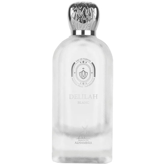 Maison Alhambra Delilah Blanc - Eau de Parfum en espray de cítricos, ámbar, floral, almizclado, fragancia de larga duración para mujeres, 3.4 onzas / 3.4 fl oz