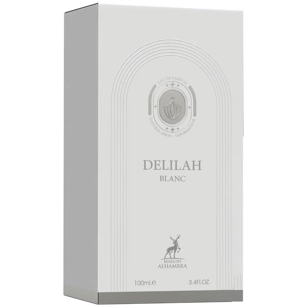 Maison Alhambra Delilah Blanc - Eau de Parfum en espray de cítricos, ámbar, floral, almizclado, fragancia de larga duración para mujeres, 3.4 onzas / 3.4 fl oz
