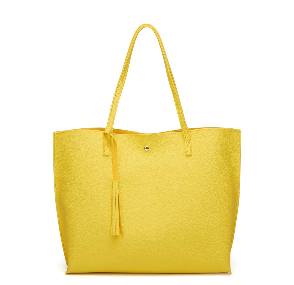 Dreubea Women's Soft Faux Leather Tote Shoulder Bag from, Big Capacity Tassel Handbag
