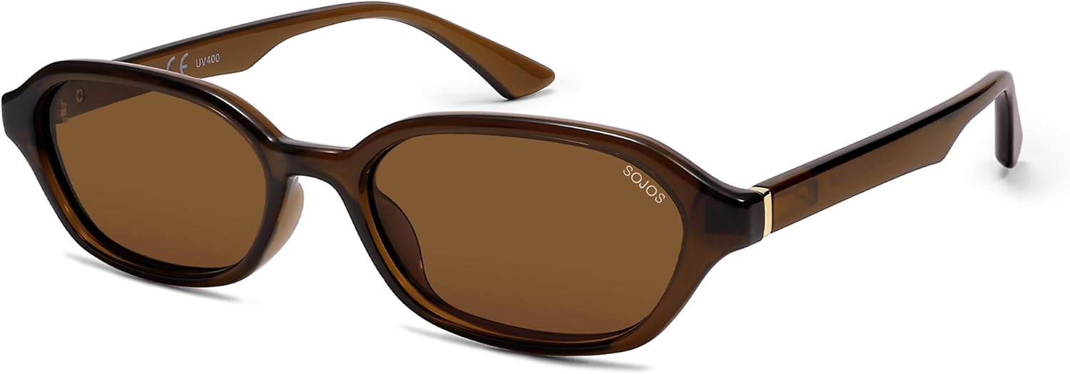 SOJOS Gafas de sol polarizadas rectangulares retro para mujeres y hombres, hexagonales estrechas elegantes de moda Y2K Sunnies SJ2629