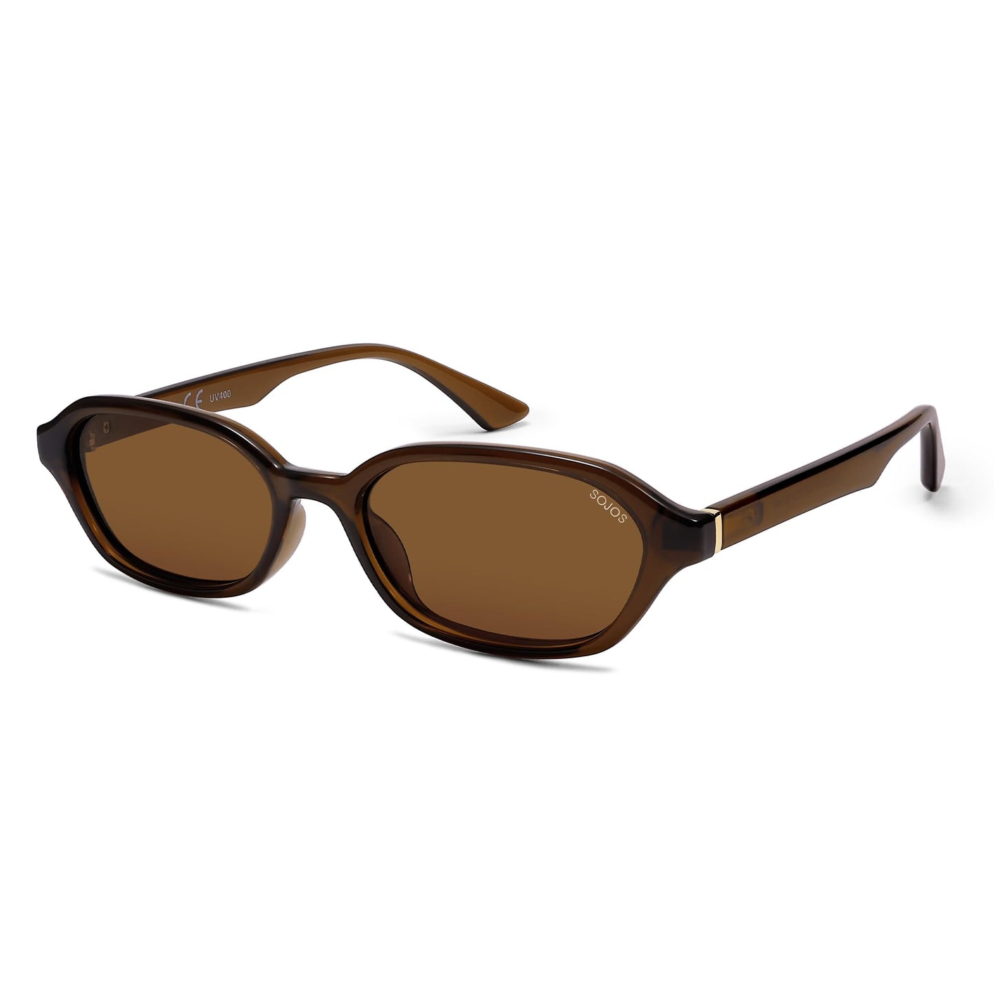 SOJOS Gafas de sol polarizadas rectangulares retro para mujeres y hombres, hexagonales estrechas elegantes de moda Y2K Sunnies SJ2629