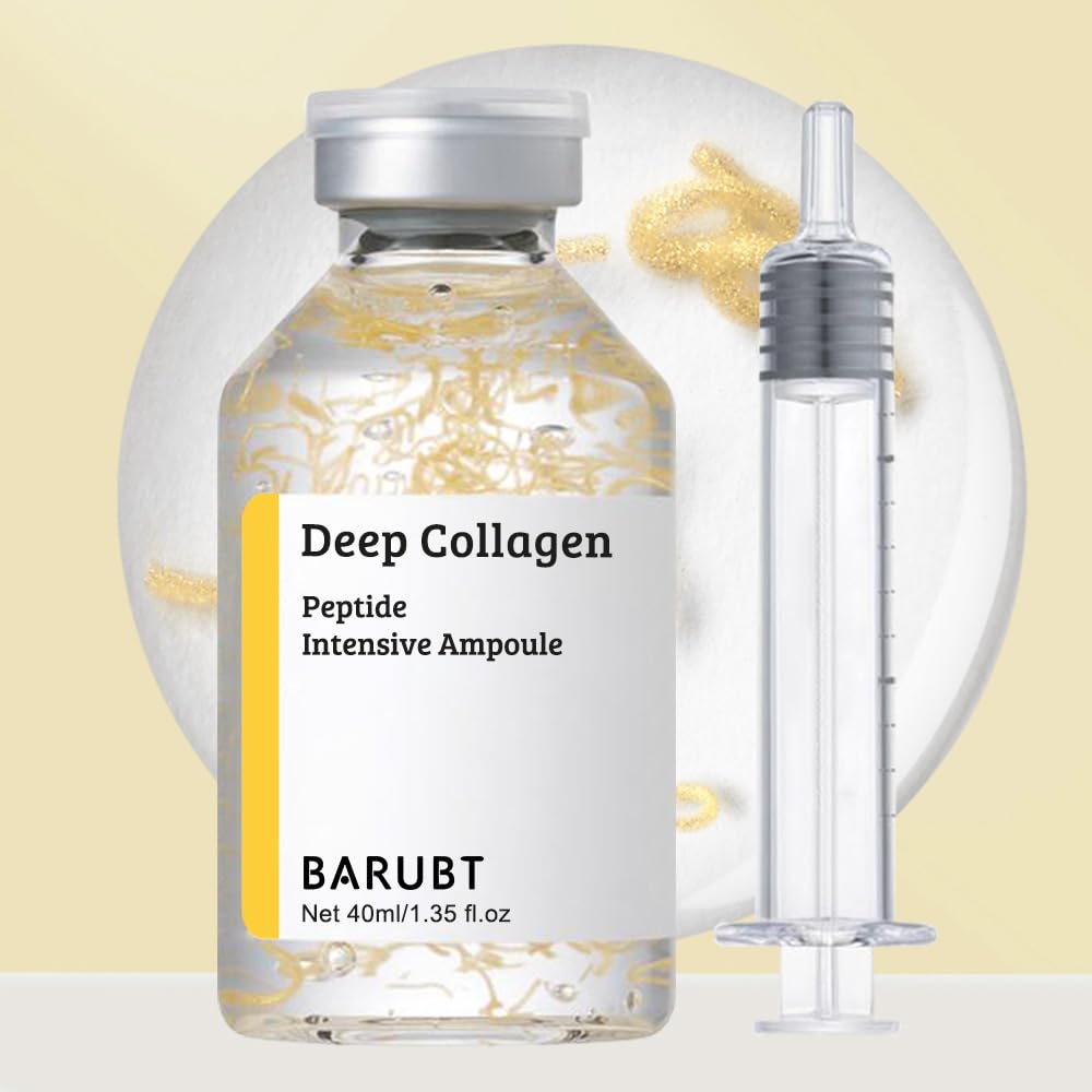 BARUBT - Ampolla intensiva de péptido de colágeno profundo, esencia facial coreana antienvejecimiento para tensar la cara, levantar, suavizar, hidratar, 1.4 fl oz, paquete de 2