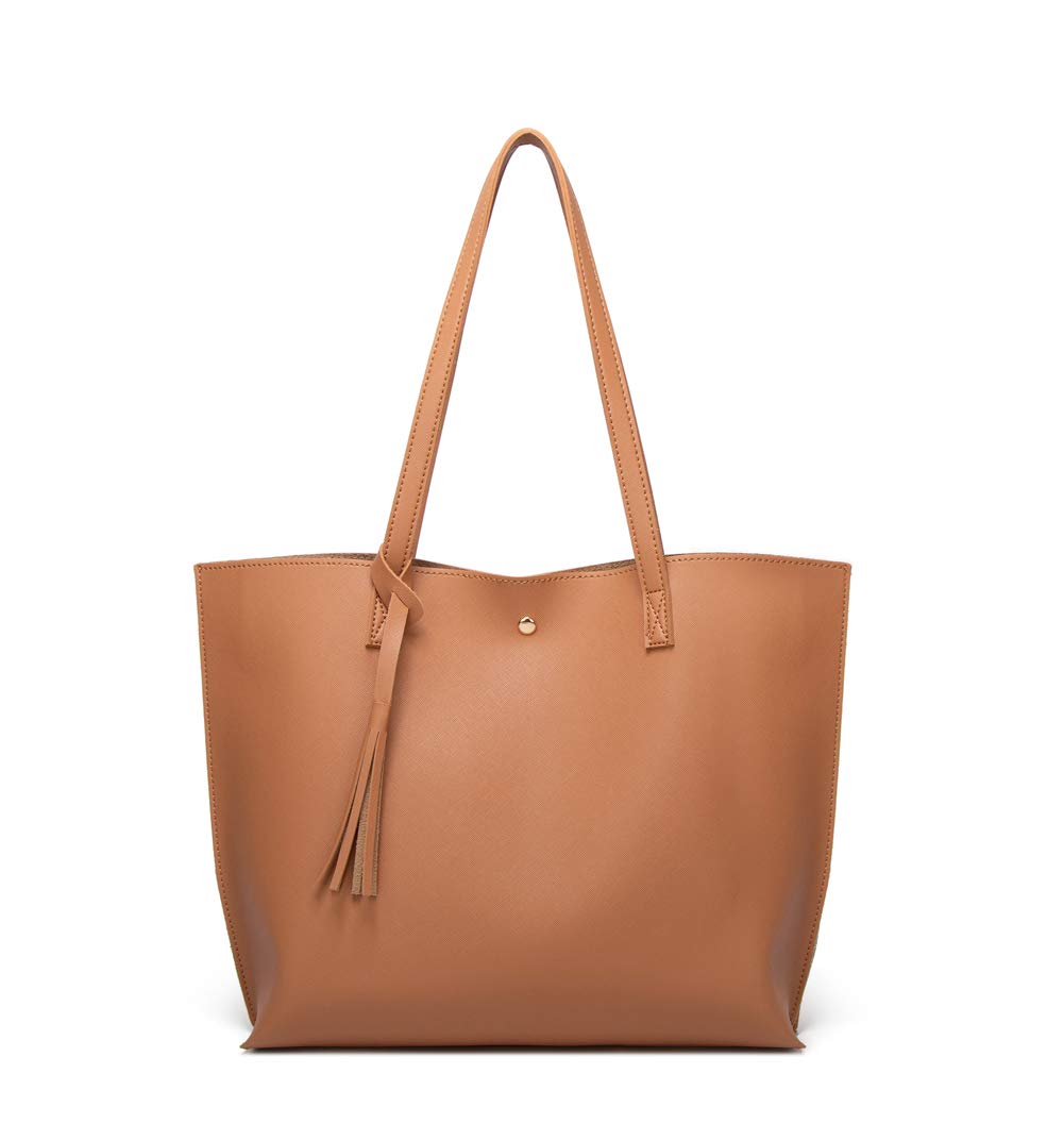 Dreubea Women's Soft Faux Leather Tote Shoulder Bag from, Big Capacity Tassel Handbag