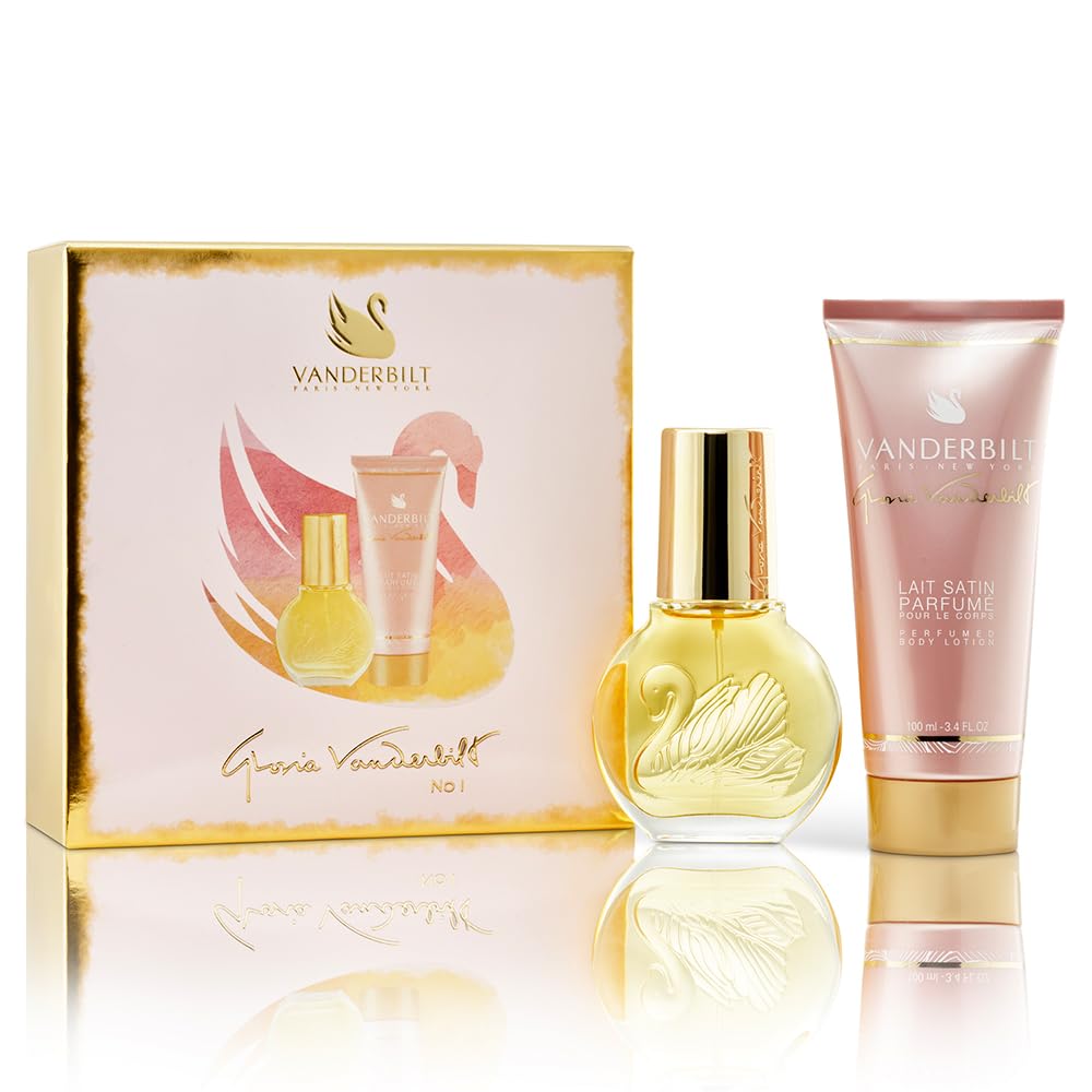 Gloria Vanderbilt No. 1 de Gloria Vanderbilt para mujer - Juego de regalo de 2 piezas de 1 oz EDT en aerosol, loción corporal de 3.4 onzas