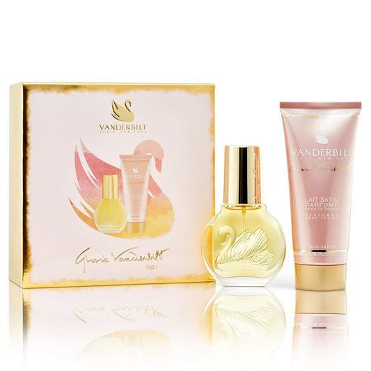 Gloria Vanderbilt No. 1 de Gloria Vanderbilt para mujer - Juego de regalo de 2 piezas de 1 oz EDT en aerosol, loción corporal de 3.4 onzas