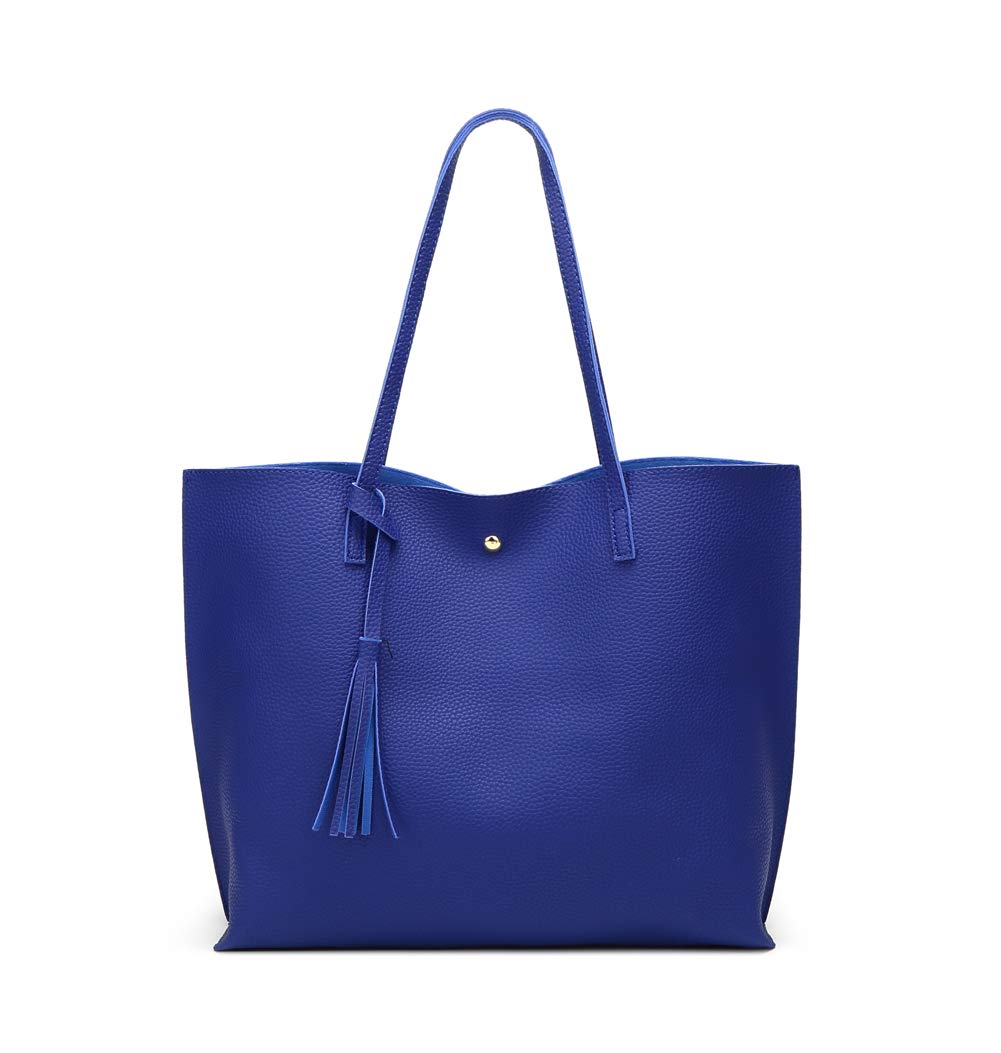 Dreubea Women's Soft Faux Leather Tote Shoulder Bag from, Big Capacity Tassel Handbag