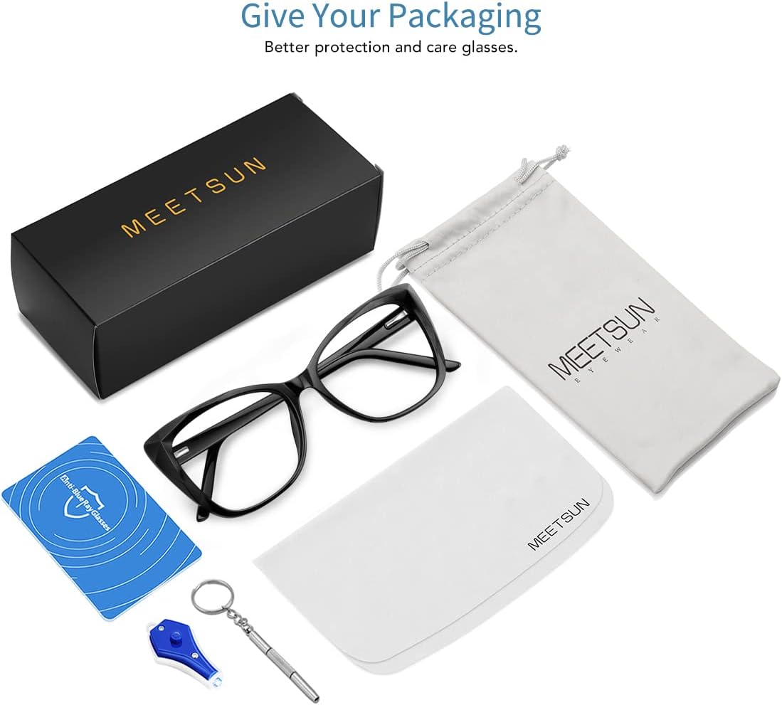 MEETSUN Gafas de Bloqueo de Luz Azul para Mujeres, Filtro Anti Fatiga Visual, Rayos Azules, Lentes de Juego de Computadora de Tamaño Grande