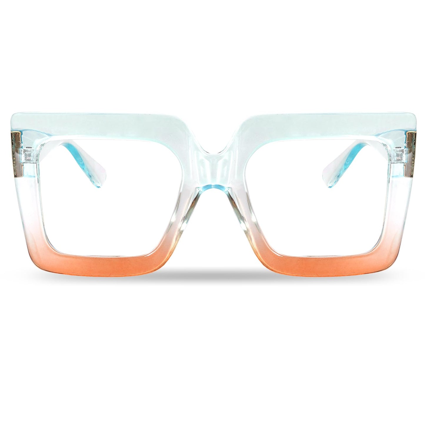 hoyuwak Gafas cuadradas de gran tamaño con luz azul, gafas de computadora con marco grande, gafas gruesas y transparentes a la moda para mujer