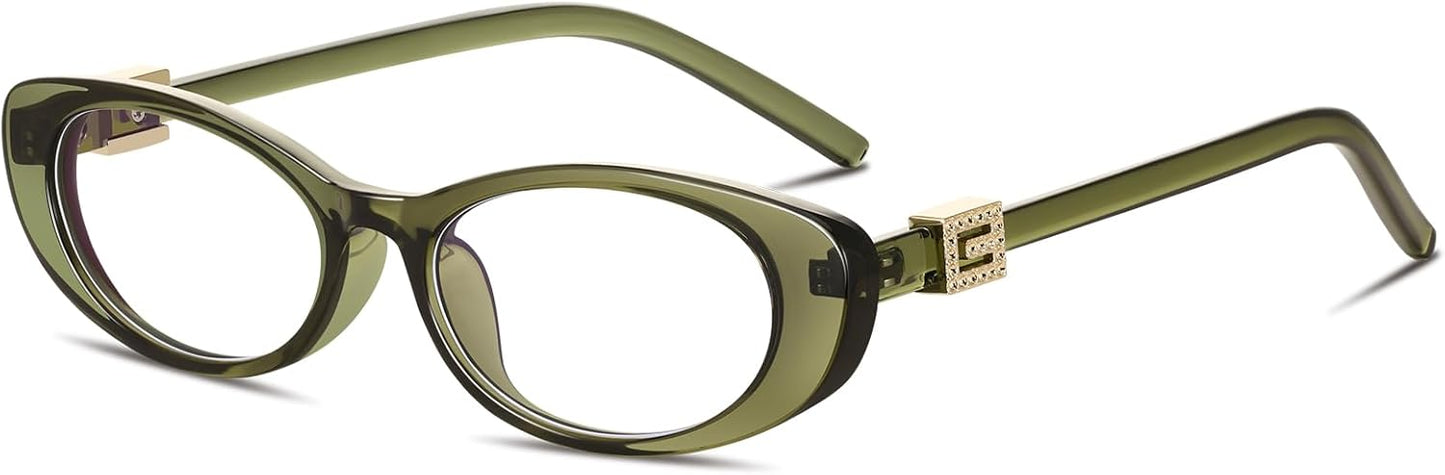 Oval Blue Light Blocking Glasses for Women Retro 90s Glasses Computer TV Eyeglasses Anti Eyestrain