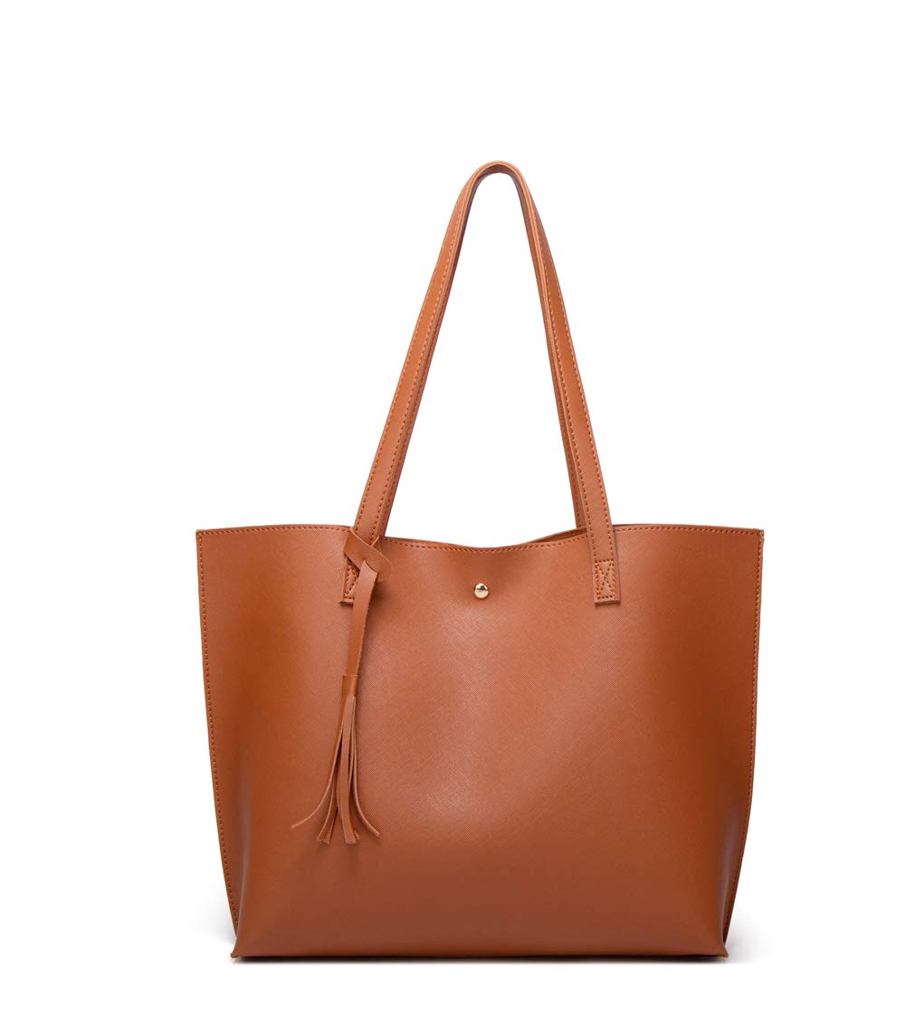 Dreubea Women's Soft Faux Leather Tote Shoulder Bag from, Big Capacity Tassel Handbag