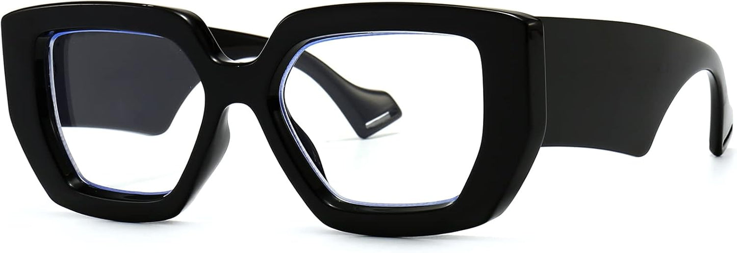 Breaksun Thick Frame Blue Light Glasses for Women Men Fashion Oversized Square Computer Gaming Eyeglasses