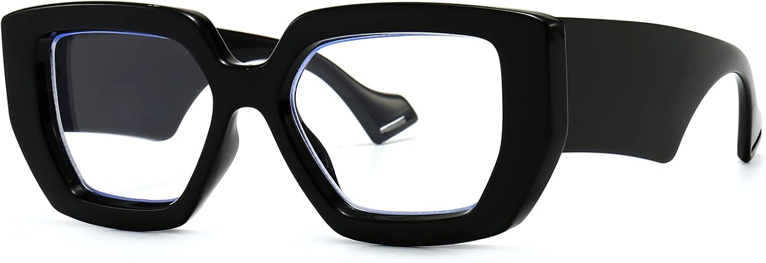Breaksun Thick Frame Blue Light Glasses for Women Men Fashion Oversized Square Computer Gaming Eyeglasses
