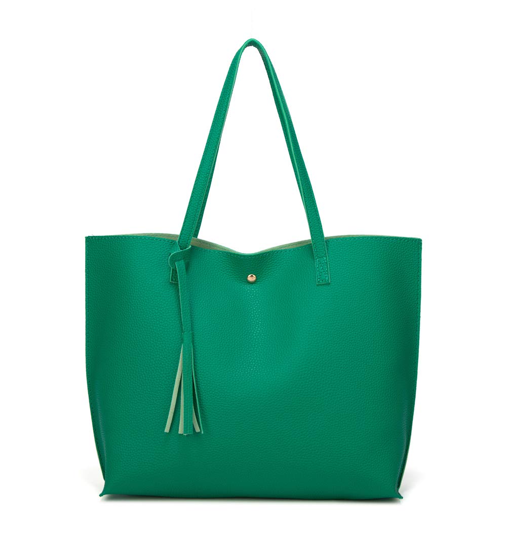 Dreubea Women's Soft Faux Leather Tote Shoulder Bag from, Big Capacity Tassel Handbag