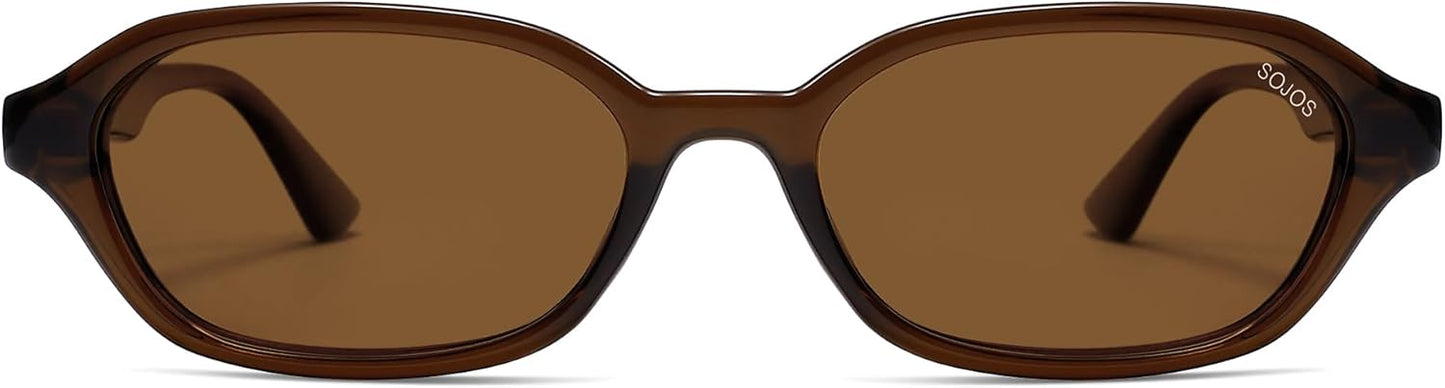 SOJOS Gafas de sol polarizadas rectangulares retro para mujeres y hombres, hexagonales estrechas elegantes de moda Y2K Sunnies SJ2629