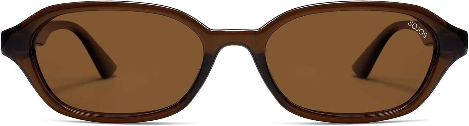 SOJOS Gafas de sol polarizadas rectangulares retro para mujeres y hombres, hexagonales estrechas elegantes de moda Y2K Sunnies SJ2629