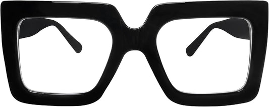 hoyuwak Gafas cuadradas de gran tamaño con luz azul, gafas de computadora con marco grande, gafas gruesas y transparentes a la moda para mujer