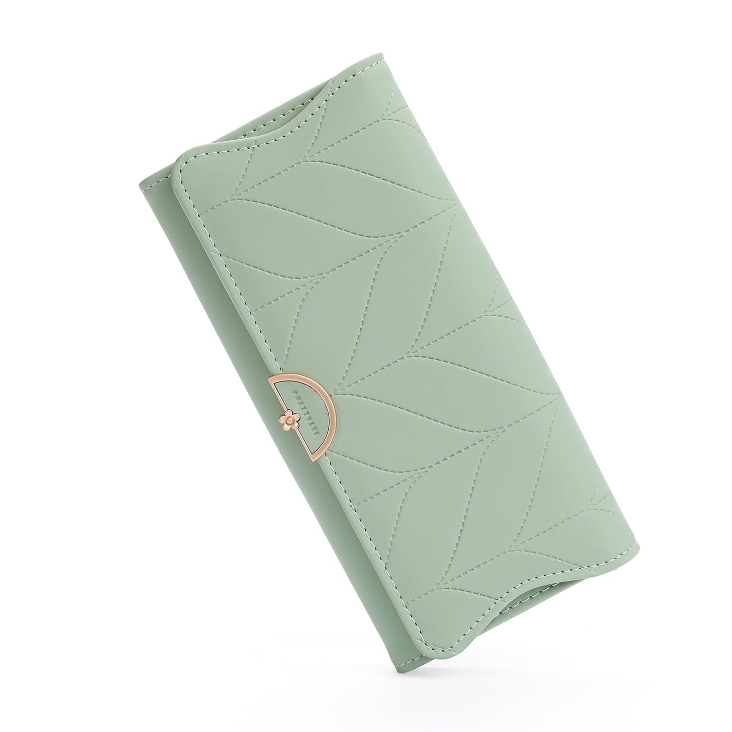 RNIEGA Leather Wallet for Women Trifold Womens' RFID Blocking Wallet Card Holder Purse Clutch with Zipper Coin Pocket,Soybean Sand