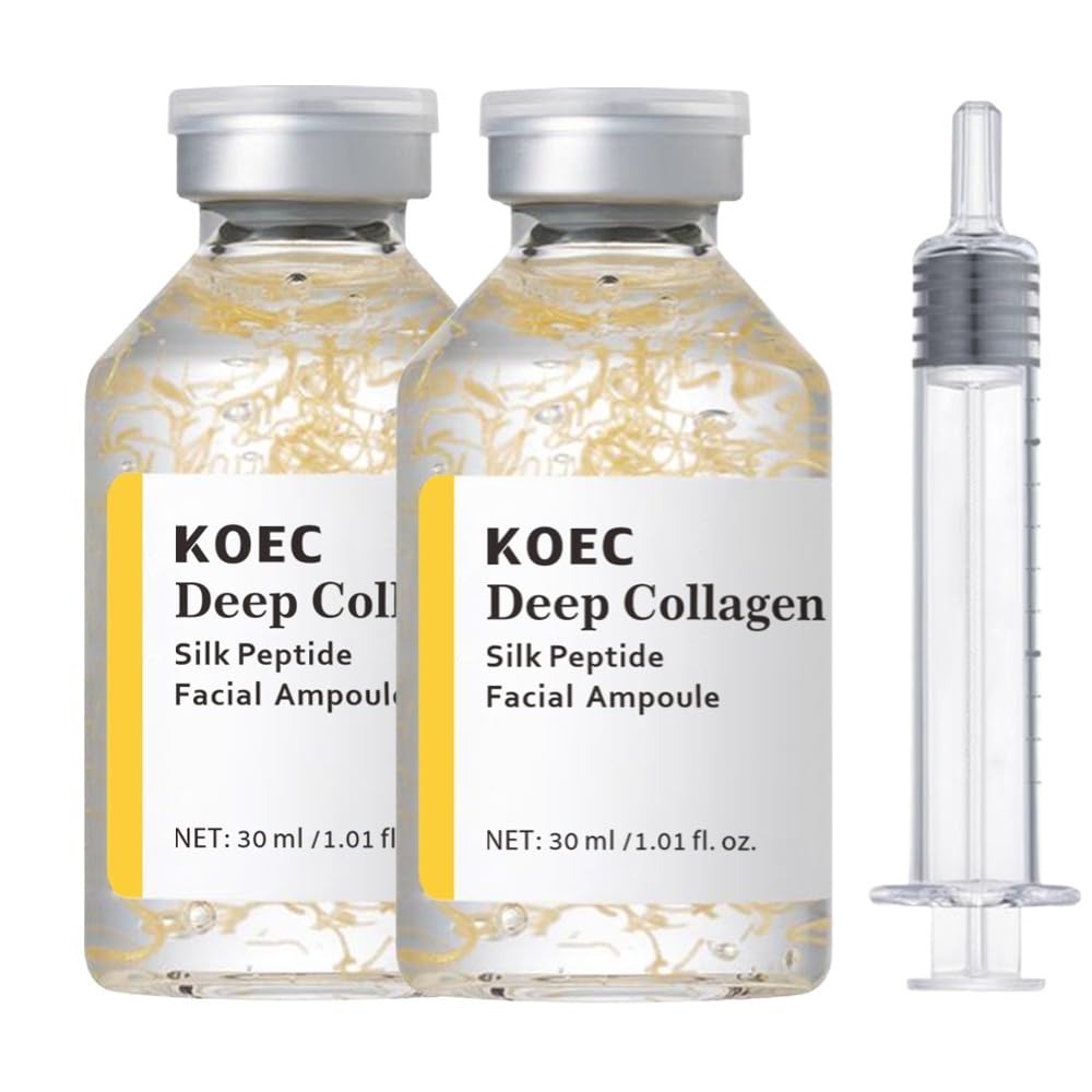 KOEC Deep Collagen Silk Peptide Facial Ampoule Face Lifting Serum,Intensive Tightening & Smoothing & Hydrating,Non-Greasy,Gentle Formula Gift for Women
