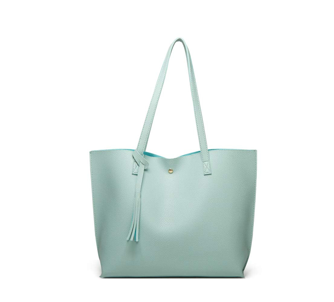 Dreubea Women's Soft Faux Leather Tote Shoulder Bag from, Big Capacity Tassel Handbag