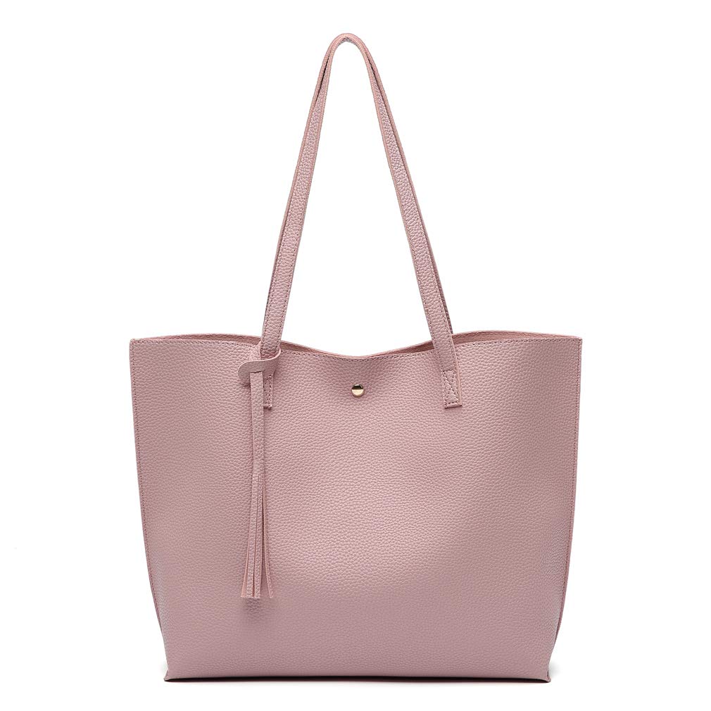 Dreubea Women's Soft Faux Leather Tote Shoulder Bag from, Big Capacity Tassel Handbag