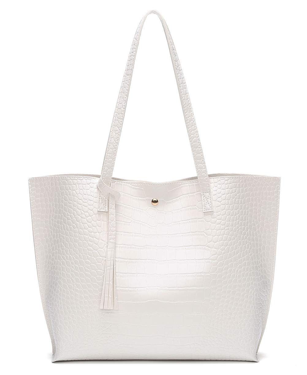 Dreubea Women's Soft Faux Leather Tote Shoulder Bag from, Big Capacity Tassel Handbag