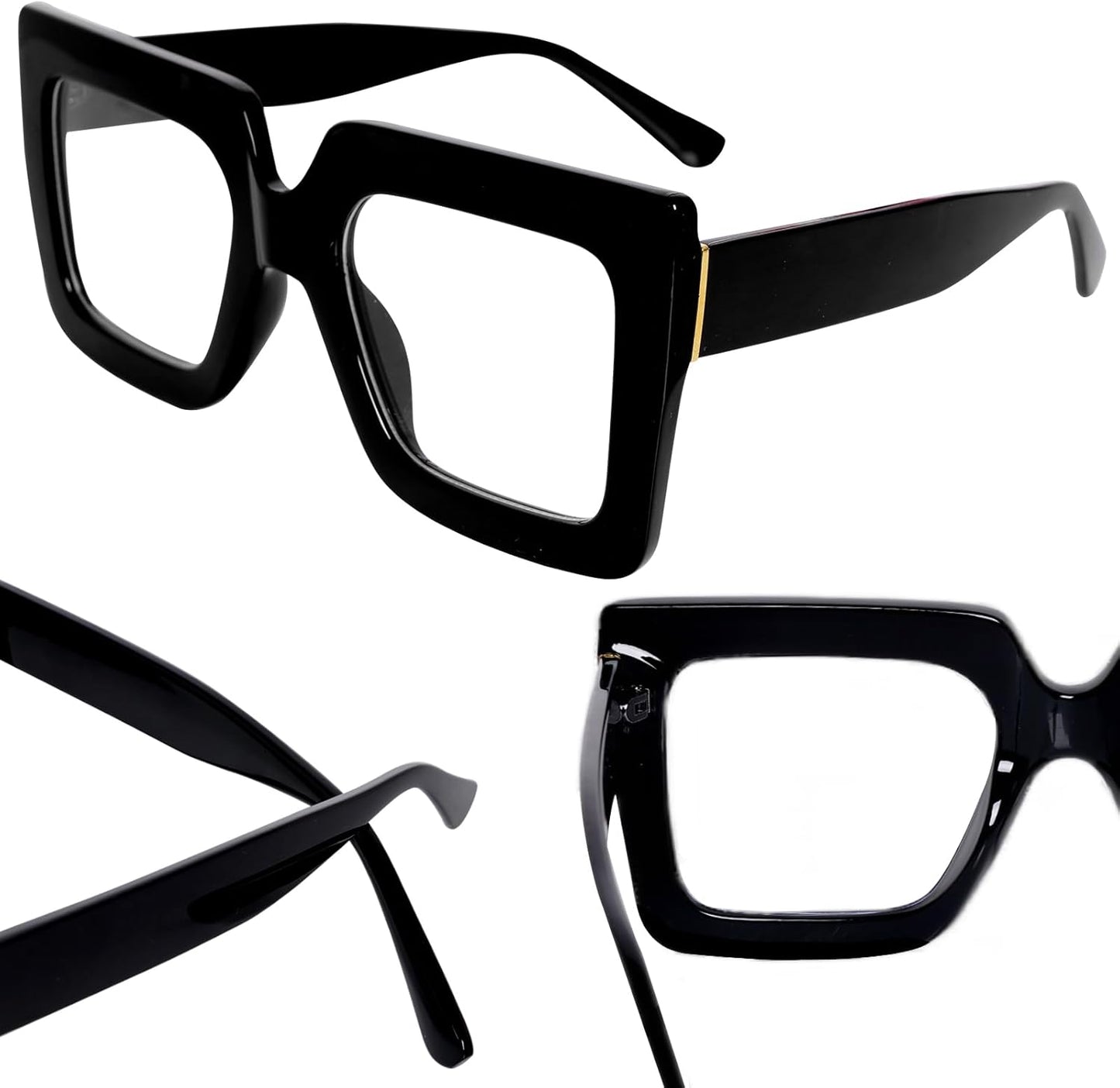 hoyuwak Gafas cuadradas de gran tamaño con luz azul, gafas de computadora con marco grande, gafas gruesas y transparentes a la moda para mujer