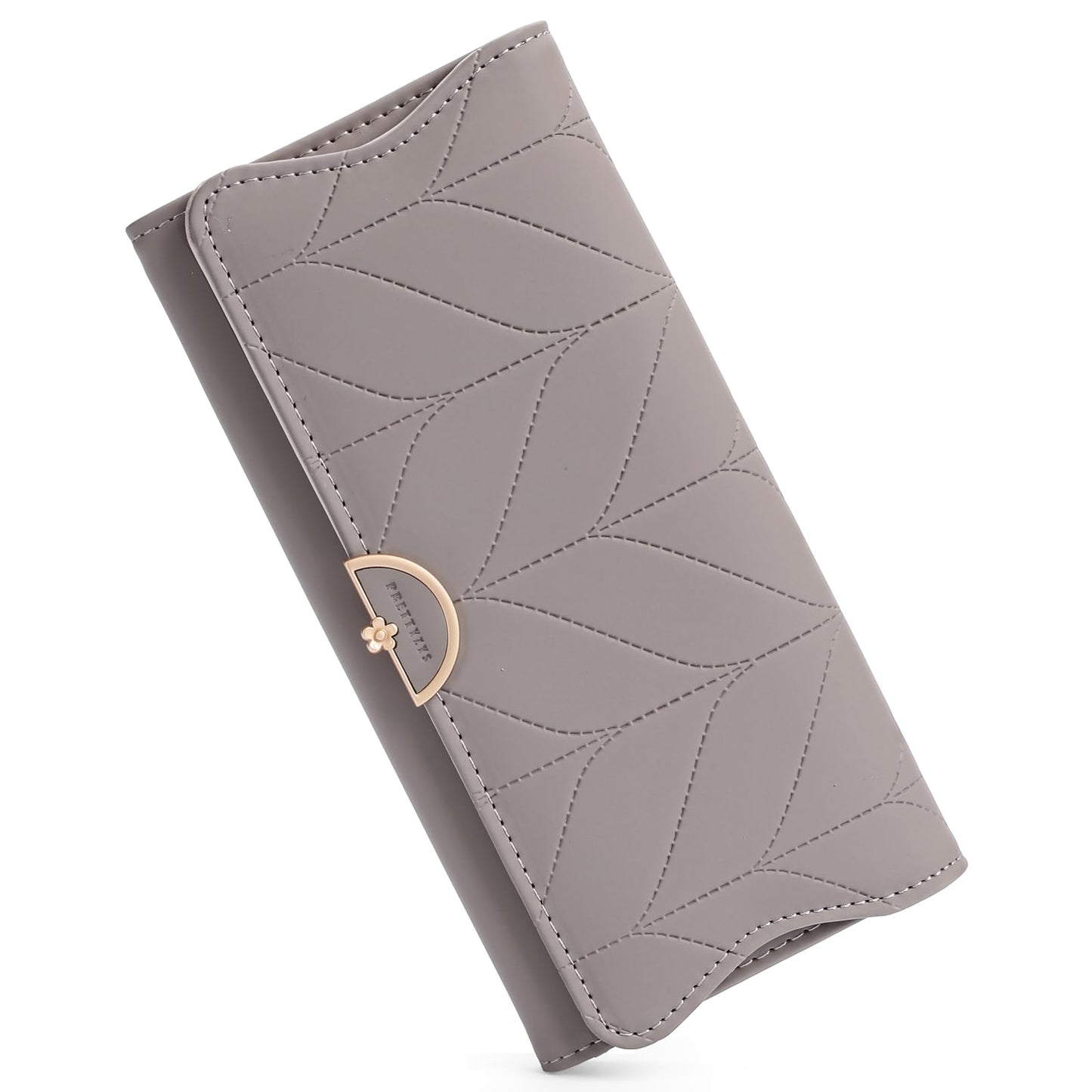 RNIEGA Leather Wallet for Women Trifold Womens' RFID Blocking Wallet Card Holder Purse Clutch with Zipper Coin Pocket,Soybean Sand
