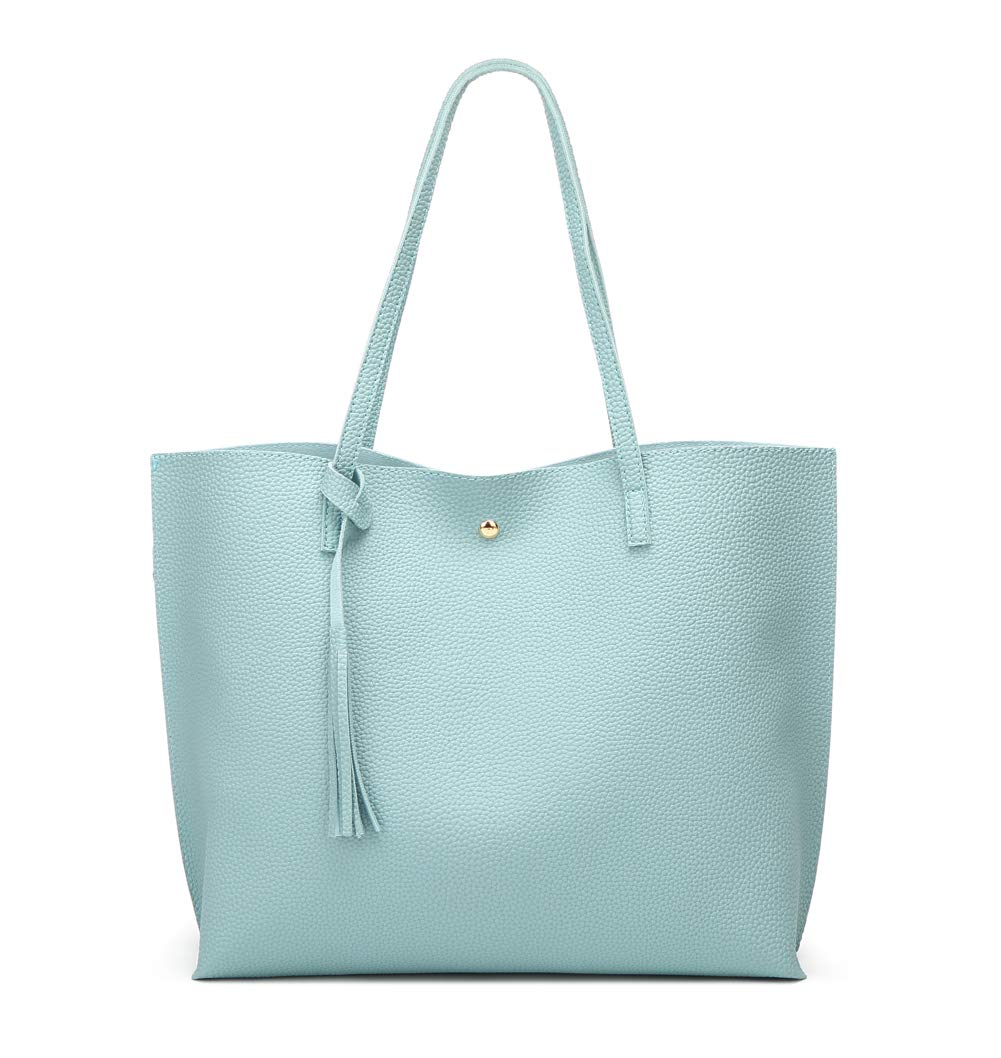 Dreubea Women's Soft Faux Leather Tote Shoulder Bag from, Big Capacity Tassel Handbag
