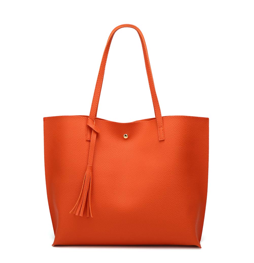Dreubea Women's Soft Faux Leather Tote Shoulder Bag from, Big Capacity Tassel Handbag