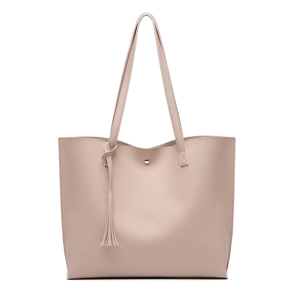 Dreubea Women's Soft Faux Leather Tote Shoulder Bag from, Big Capacity Tassel Handbag