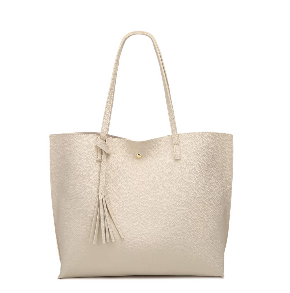 Dreubea Women's Soft Faux Leather Tote Shoulder Bag from, Big Capacity Tassel Handbag