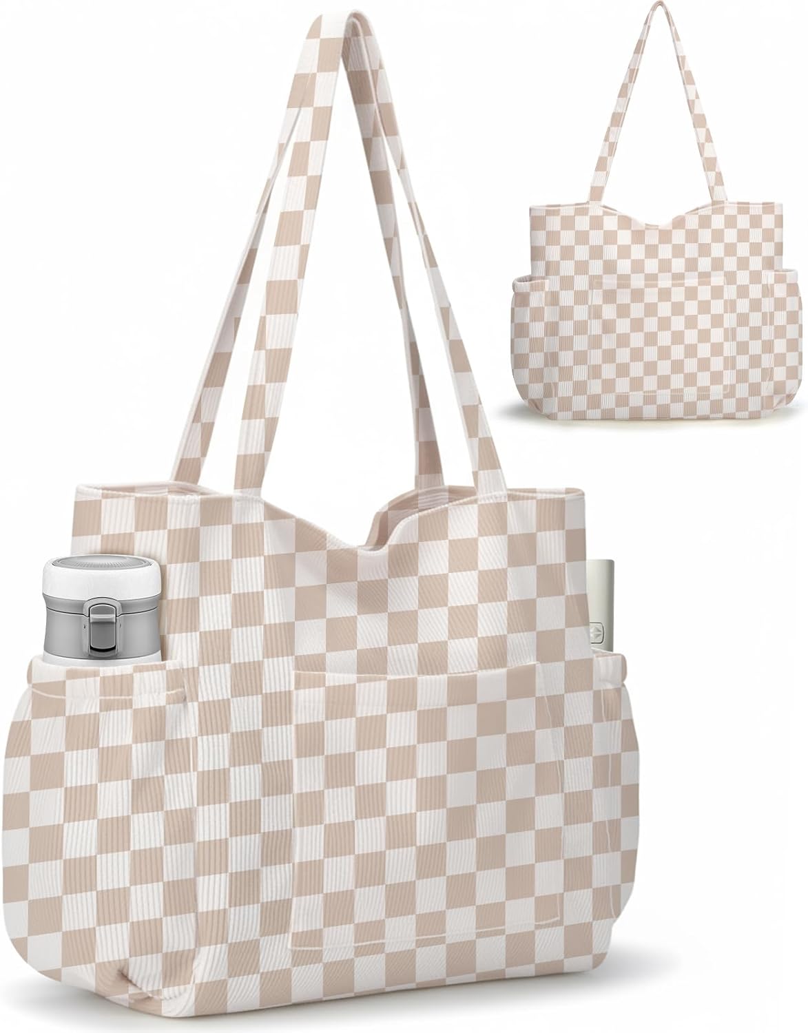 Bolsa de pana para mujeres, bolsa de gran capacidad linda con 6 bolsillos, bolso cruzado de hombro para trabajo, viajes, gimnasio