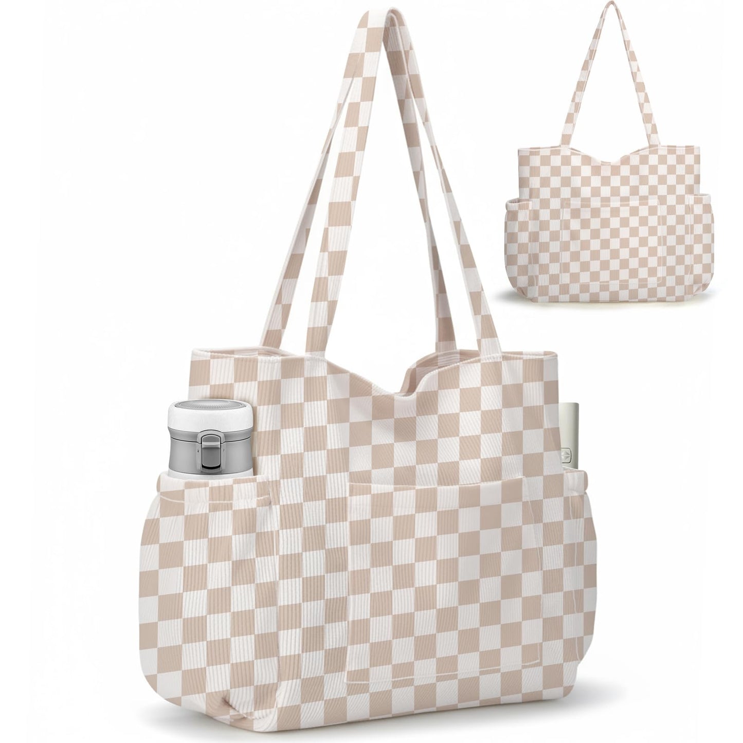 Bolsa de pana para mujeres, bolsa de gran capacidad linda con 6 bolsillos, bolso cruzado de hombro para trabajo, viajes, gimnasio