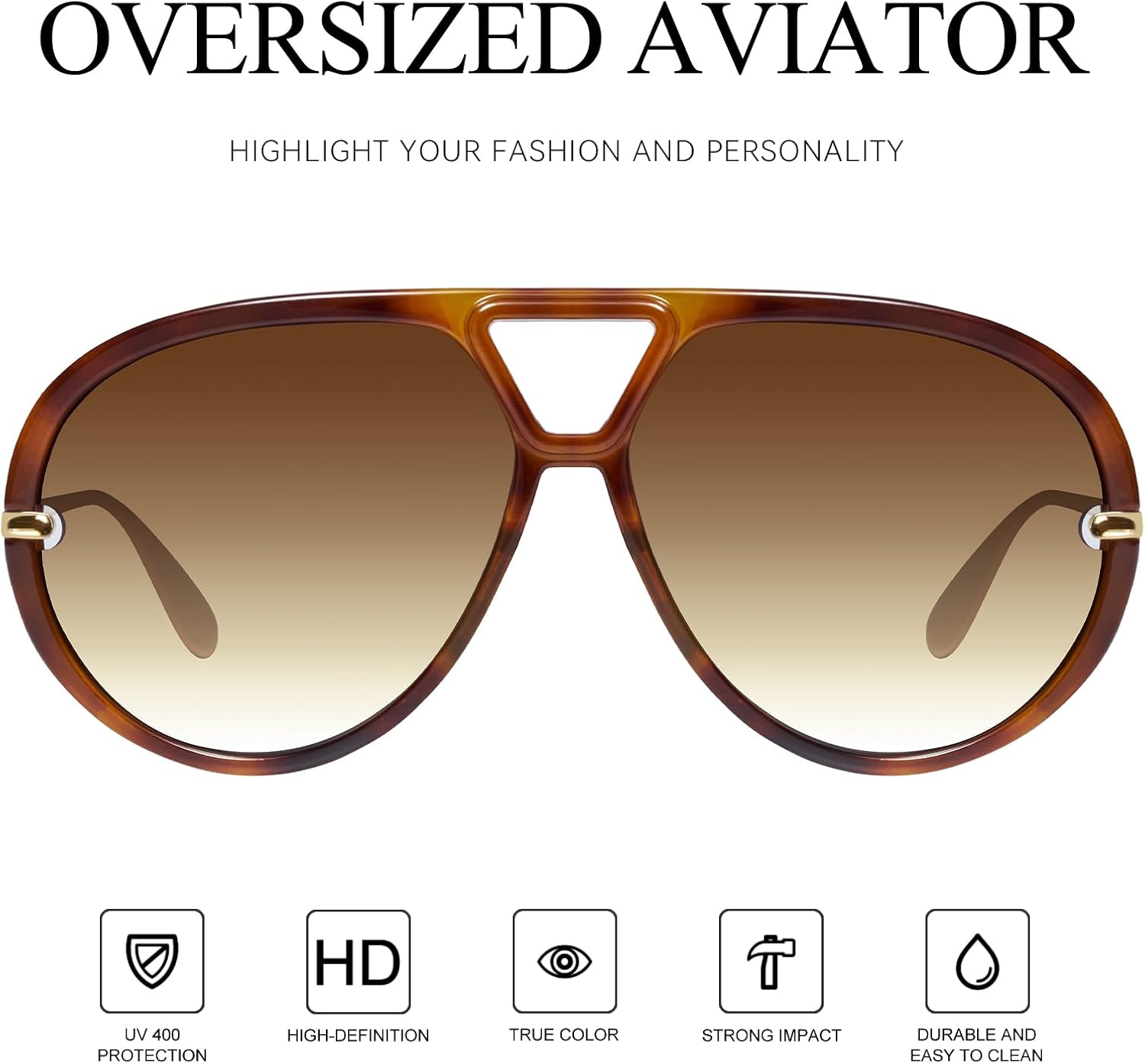 mosanana Trendy Oversized Aviator Sunglasses for Women Retro Style MS52478