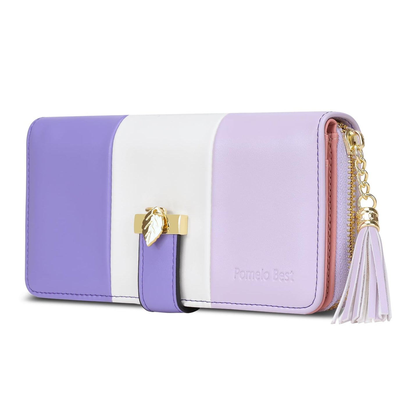 Carteras RFID para mujer con múltiples ranuras para tarjetas y compartimento para teléfono celular, cartera para mujer, Rosado/blanco/gris, Classic