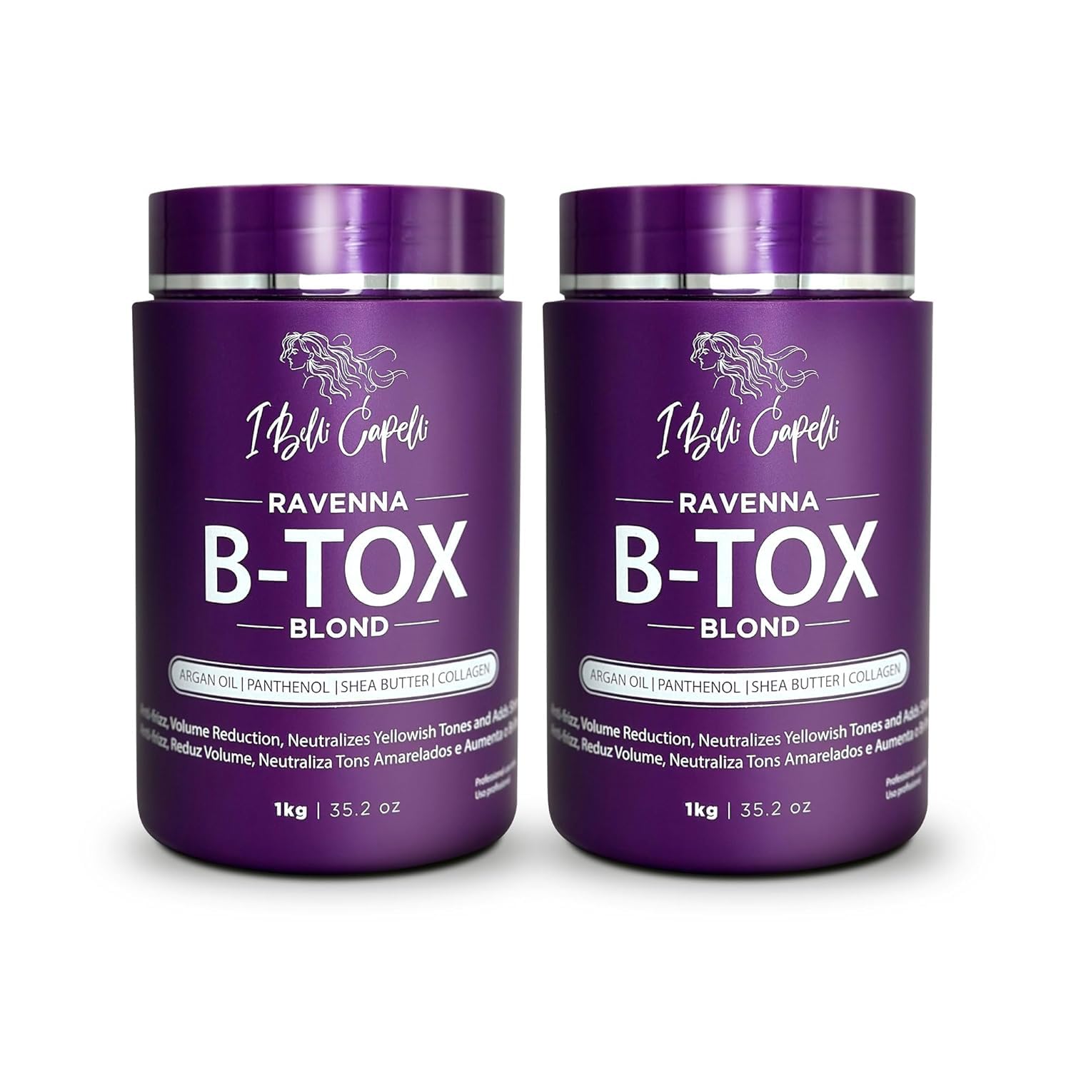 I Belli Capelli Tratamiento Ravenna B-tox para cabello rubio, 35.2 oz (1kg) - Sin formaldehído, acción anti-encrespamiento, suavizante, hidratación profunda y acción hidratante, aceite de argán